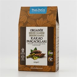 Organik Şeker Kamışı Kaplı Kakao Parçacıkları (100 gr) TheLifeCo