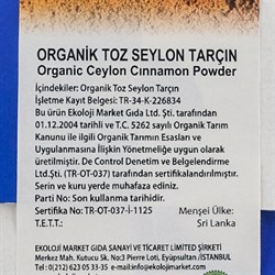 Organik Toz Tarçın (35 gr) Ekoloji Market